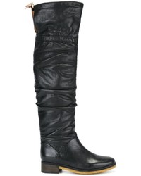 schwarze Overknee Stiefel aus Leder von See by Chloe