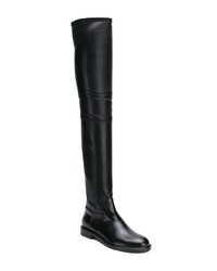 schwarze Overknee Stiefel aus Leder von Valentino