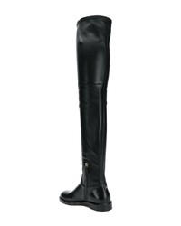 schwarze Overknee Stiefel aus Leder von Valentino