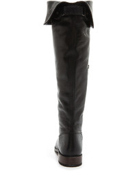 schwarze Overknee Stiefel aus Leder von Frye
