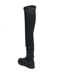 schwarze Overknee Stiefel aus Leder von Rick Owens