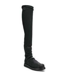 schwarze Overknee Stiefel aus Leder von Rick Owens