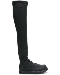 schwarze Overknee Stiefel aus Leder von Rick Owens