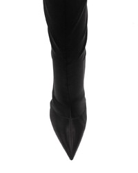 schwarze Overknee Stiefel aus Leder von Philipp Plein