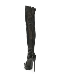schwarze Overknee Stiefel aus Leder von Casadei