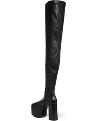schwarze Overknee Stiefel aus Leder von Balenciaga