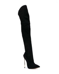 schwarze Overknee Stiefel aus Leder von Casadei