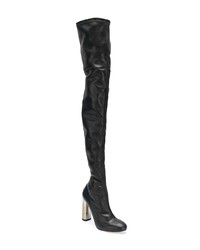schwarze Overknee Stiefel aus Leder von Alexander McQueen
