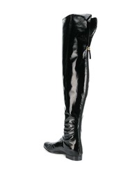 schwarze Overknee Stiefel aus Leder von Alberta Ferretti