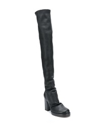 schwarze Overknee Stiefel aus Leder von Rick Owens