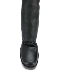 schwarze Overknee Stiefel aus Leder von Rick Owens