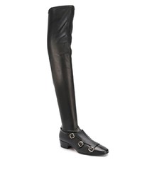 schwarze Overknee Stiefel aus Leder von Santoni