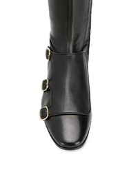 schwarze Overknee Stiefel aus Leder von Santoni