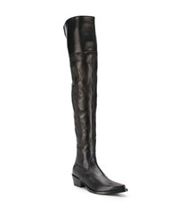 schwarze Overknee Stiefel aus Leder von Ermanno Scervino