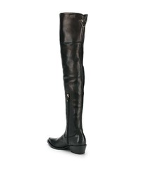 schwarze Overknee Stiefel aus Leder von Ermanno Scervino