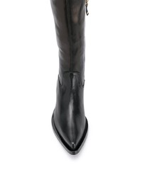 schwarze Overknee Stiefel aus Leder von Ermanno Scervino