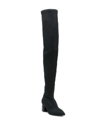 schwarze Overknee Stiefel aus Leder von Pollini