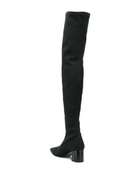 schwarze Overknee Stiefel aus Leder von Pollini