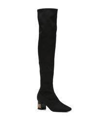 schwarze Overknee Stiefel aus Leder von Moschino