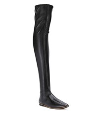 schwarze Overknee Stiefel aus Leder von Bottega Veneta