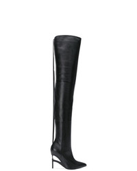 schwarze Overknee Stiefel aus Leder von Unravel Project