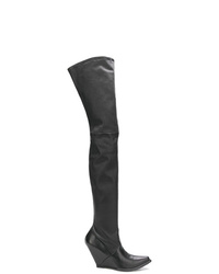 schwarze Overknee Stiefel aus Leder von Unravel Project