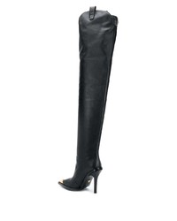 schwarze Overknee Stiefel aus Leder von Versace