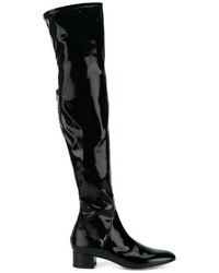 schwarze Overknee Stiefel aus Leder von Valentino Garavani