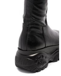 schwarze Overknee Stiefel aus Leder von 032c
