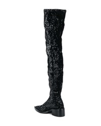 schwarze Overknee Stiefel aus Pailletten von MM6 MAISON MARGIELA