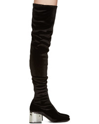 schwarze Overknee Stiefel aus Samt von MM6 MAISON MARGIELA