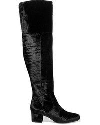 schwarze Overknee Stiefel aus Samt von Sam Edelman