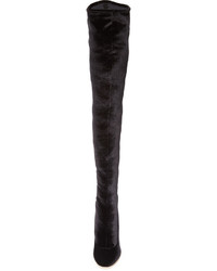 schwarze Overknee Stiefel aus Samt von Sergio Rossi