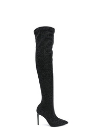 schwarze Overknee Stiefel aus Segeltuch von Alberto Gozzi