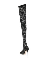 schwarze Overknee Stiefel aus Segeltuch von Dolce & Gabbana