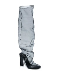 schwarze Overknee Stiefel aus Segeltuch von Nicholas Kirkwood