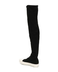 schwarze Overknee Stiefel aus Segeltuch von Rick Owens DRKSHDW
