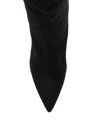 schwarze Overknee Stiefel aus Segeltuch von Philipp Plein