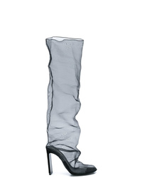 schwarze Overknee Stiefel aus Segeltuch von Nicholas Kirkwood