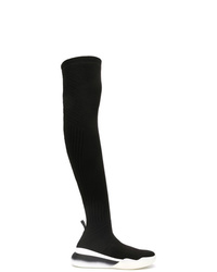 schwarze Overknee Stiefel aus Segeltuch von Stella McCartney
