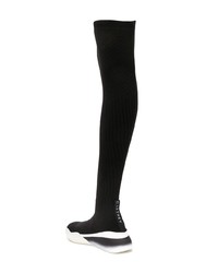 schwarze Overknee Stiefel aus Segeltuch von Stella McCartney