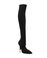 schwarze Overknee Stiefel aus Wildleder mit Ausschnitten von Giuseppe Zanotti Design