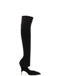 schwarze Overknee Stiefel aus Wildleder mit Ausschnitten von Giuseppe Zanotti Design