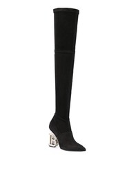 schwarze Overknee Stiefel aus Wildleder von Balmain