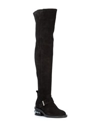 schwarze Overknee Stiefel aus Wildleder von Nicholas Kirkwood