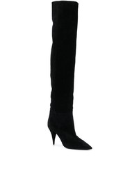 schwarze Overknee Stiefel aus Wildleder von Saint Laurent