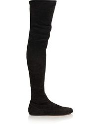 schwarze Overknee Stiefel aus Wildleder von Alaia