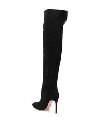 schwarze Overknee Stiefel aus Wildleder von Aquazzura