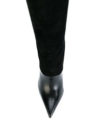 schwarze Overknee Stiefel aus Wildleder von Balmain