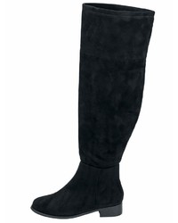 schwarze Overknee Stiefel aus Wildleder von Andrea Conti